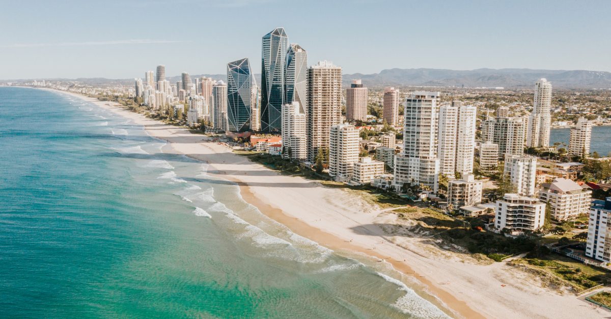 Aerial view of The Gold Coast strip, Queensland, Australia