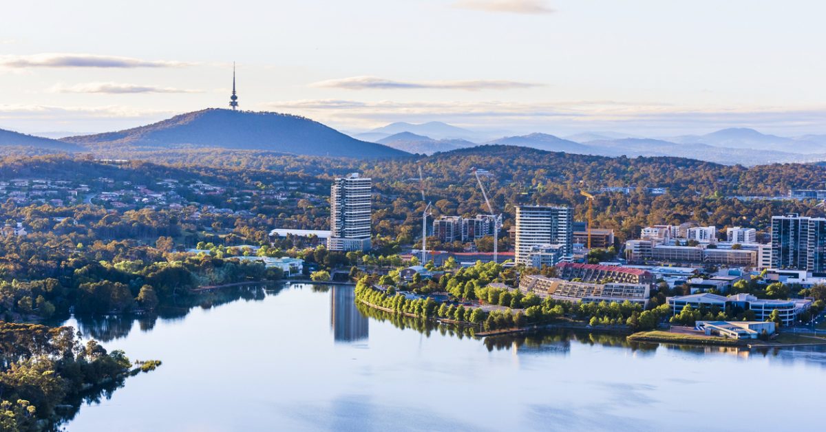 Aerial view of Canberra from Belconnen in the morning